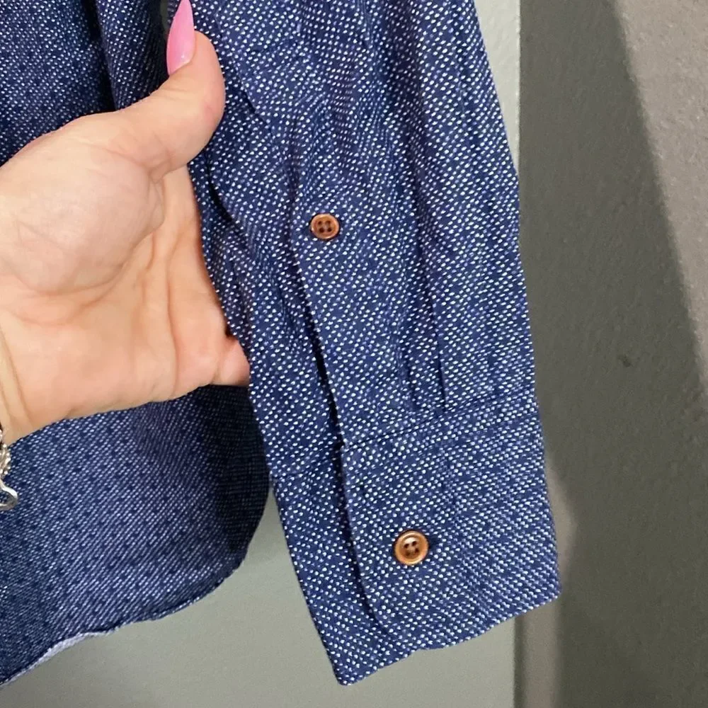 J.Crew Textured Blued Buttoned Down Mens Shirt A4813 Cotton